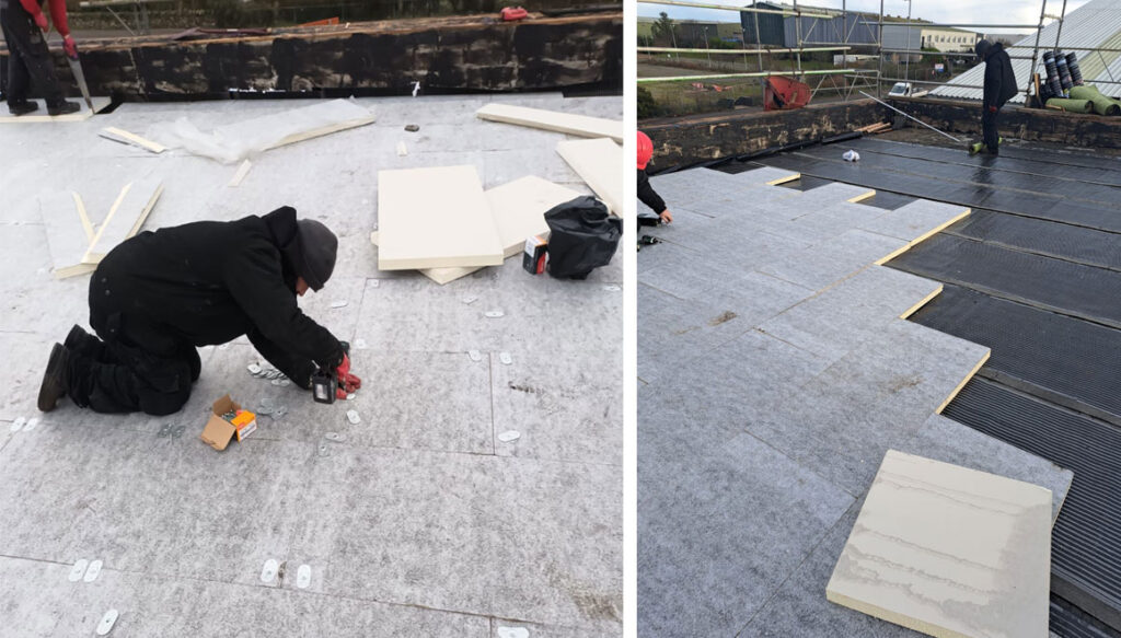Insulation on flat roof project for William Wilson's Aberdeen