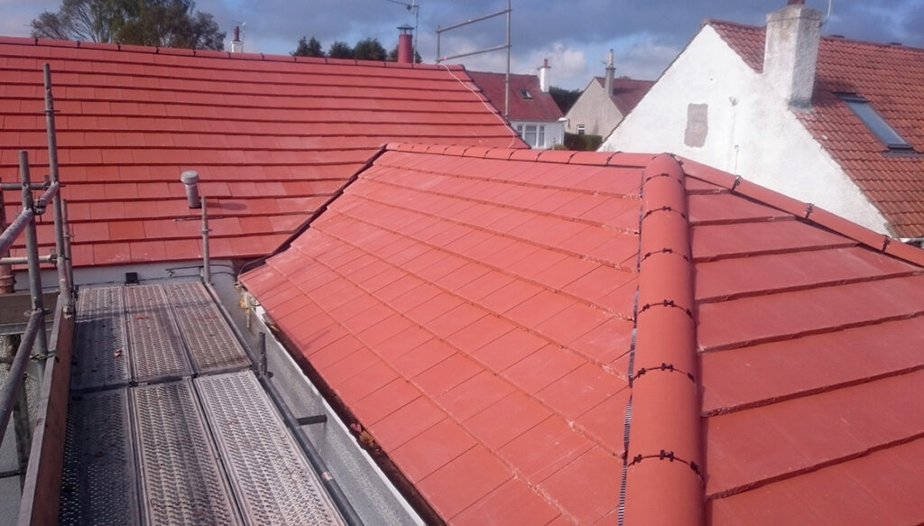 Red tiled roof on semi-detached house in Aberdeen